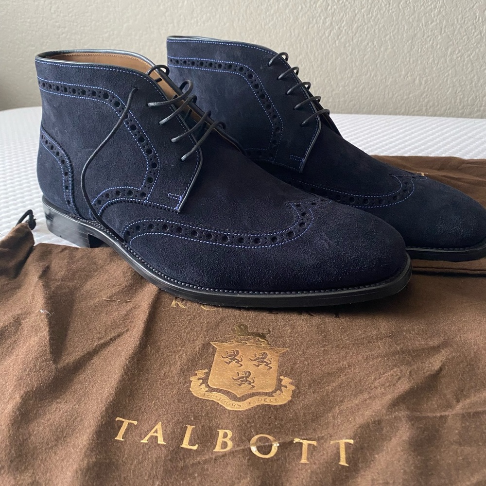 Robert Talbott Navy Suede Chukka Boots